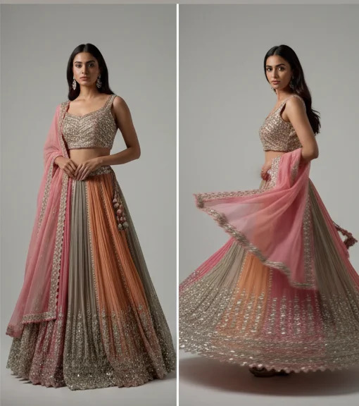 Multi Color Heavy Embroidered Lehenga Choli