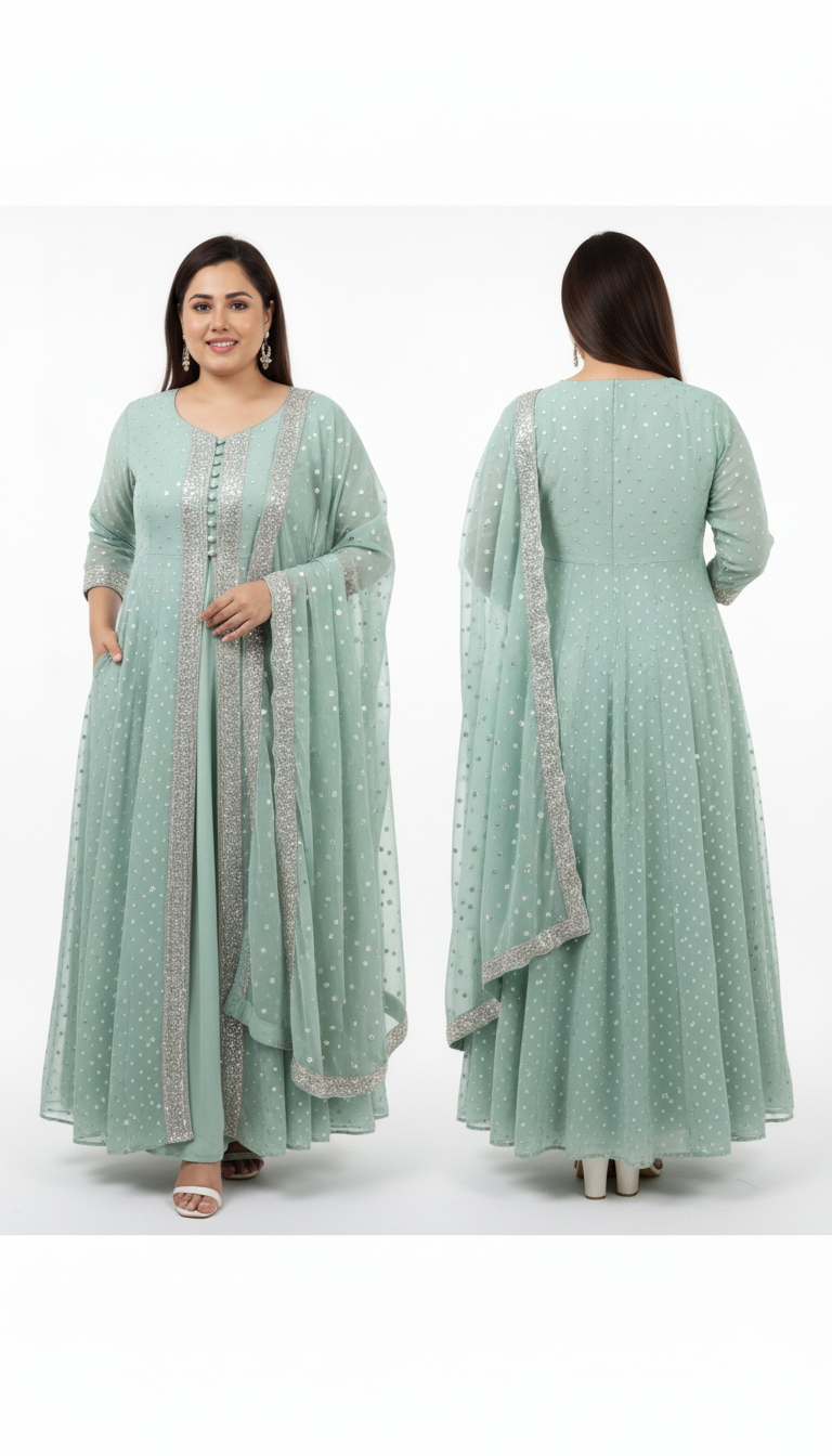 3-Piece Anarkali Gown with Dupatta & Pant β Elegant Embroidered Anarkali Suit for Women