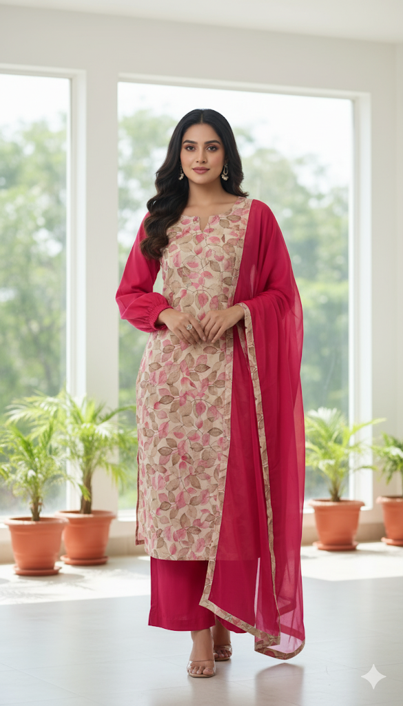 Women’s Embroidered Straight Kurta Suit Set – Timeless Ethnic Elegance - Image 3