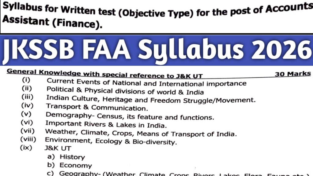 JKSSB FAA Syllabus 2026