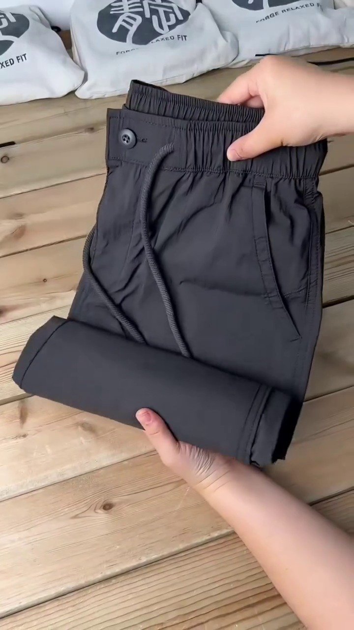 Men’s Black Elastic Waist Smart Casual Stretch Trousers