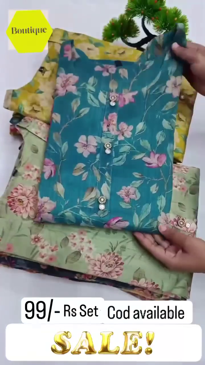 Women Teal Floral Print Cotton Silk Kurta Set with Pink Pant