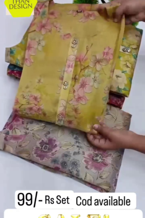 Women Mustard Yellow Floral Print Cotton Silk Kurta Set with Pink Pant